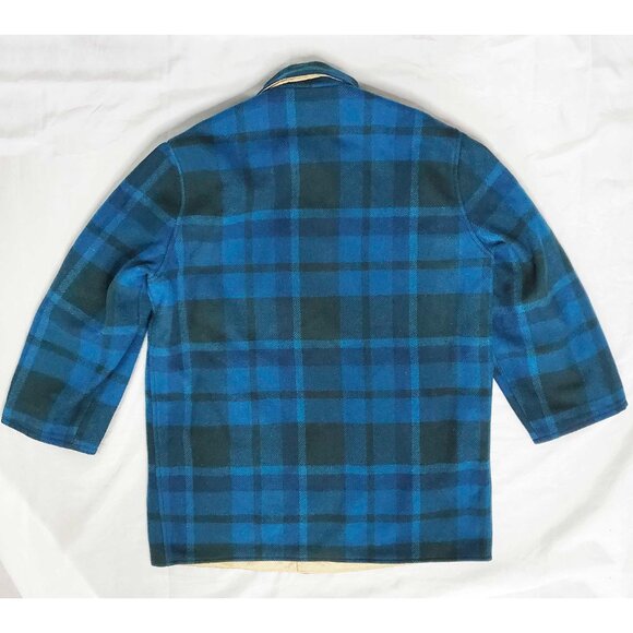 Vintage Pendleton Men's Reversible Wool Plaid Jacket Parka Tan Blue - Picture 7 of 10